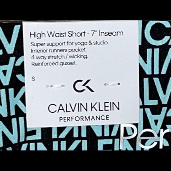 Calvin Klein Performance Black Logo Printed High Waist Bike Shorts Small NWT - Picture 6 of 6